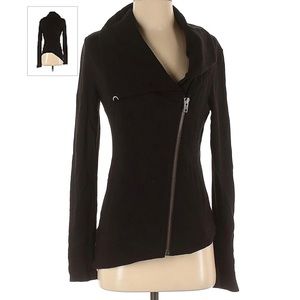 Helmut Lang Waterfall Black Moto Asymmetric Bomber Blazer Jacket - Small